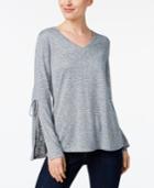 Style & Co V-neck Tie-sleeve Top, Created For Macy's