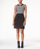 Tommy Hilfiger Faux-leather-collar Houndstooth Sheath Dress