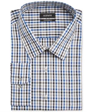 Alfani Black Men's Classic/regular Fit Blue Multi Gingham Dress Shirt, Only At Macy's