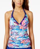 Profile By Gottex Butterfly-print Halter Tankini Top Women's Swimsuit