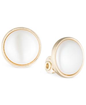 Anne Klein Gold-tone Bezel-set Stone Clip-on Earrings