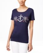 Karen Scott Petite Anchor Graphic T-shirt, Only At Macy's