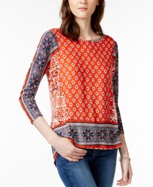 Lucky Brand Printed Border Top