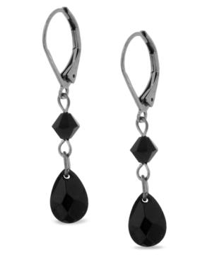2028 Earrings, Hematite Tone Jet Double Drop