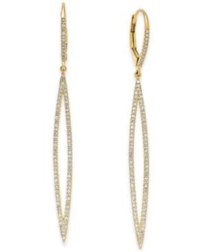 Diamond Leverback Long Marquise Drop Earrings (1/3 Ct. T.w.) In 14k Gold