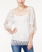 American Rag Crocheted Three-quarter-sleeve Top, Only At Macy's
