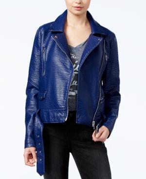William Rast Textured Faux-leather Moto Jacket