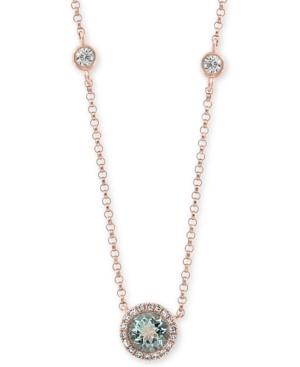 Effy Aquamarine (1/2 Ct. T.w.) & Diamond (1/3 Ct. T.w.) 18 Pendant Necklace In 14k Gold