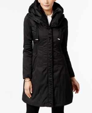 T Tahari Layered Hooded Raincoat