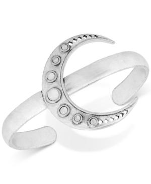 Lucky Brand Silver-tone White Stone Crescent Moon Cuff Bracelet
