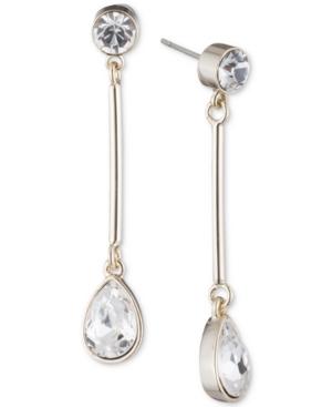 Dkny Gold-tone Crystal Teardrop Drop Earrings, Created For Macy's
