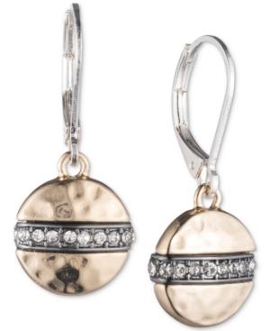 Nine West Tri-tone Pave Disc Drop Earrings