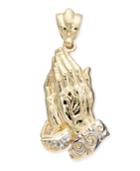 Two-tone Praying Hands Pendant In 14k Gold & White Gold