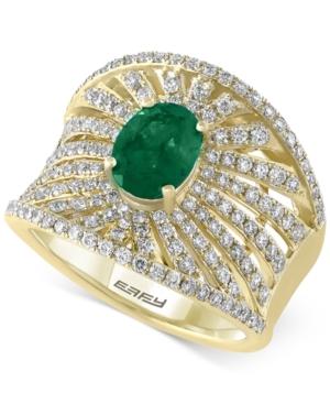 Final Call By Effy Emerald (1-1/8 Ct. T.w.) & Diamond (1-1/10 Ct. T.w.) Statement Ring In 14k Gold