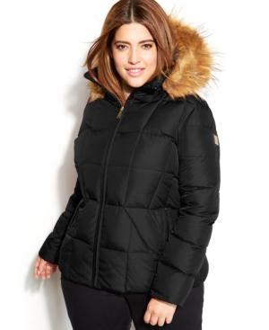 Calvin Klein Plus Size Faux-fur-trim Down Coat