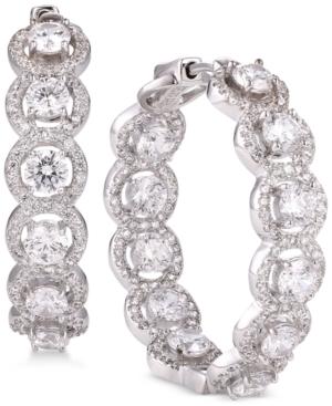 Tiara Cubic Zirconia Halo In & Out Hoop Earrings In Sterling Silver