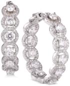 Tiara Cubic Zirconia Halo In & Out Hoop Earrings In Sterling Silver