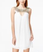 Sequin Hearts Juniors' Sequined Cutout Trapeze Dress