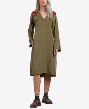 Volcom Juniors' Dream It Up Rose-embroidered Shirtdress