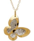 Two-tone Butterfly Pendant Necklace In Italian 10k Gold