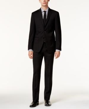Calvin Klein Men's Extra-slim Fit Black Tonal Stripe Suit
