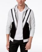 Inc International Concepts Men's Colorblocked Hoodie With Faux Leather Piecing, Created For Macy's
