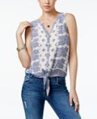 Lucky Brand Printed Tie-front Blouse