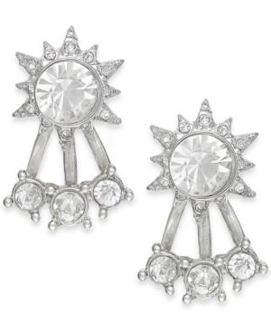 Abs By Allen Schwartz Silver-tone Crystal Front-back Stud Earrings