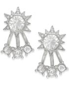 Abs By Allen Schwartz Silver-tone Crystal Front-back Stud Earrings