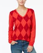 Tommy Hilfiger Ivy V-neck Argyle Sweater, Only At Macy's