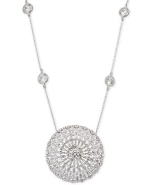 Giani Bernini Cubic Zirconia Baguette Disc 18 Pendant Necklace In Sterling Silver, Created For Macy's