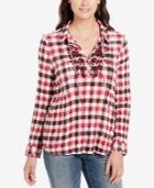 Vintage America Juniors' Astrid Checked Top