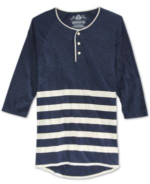 American Rag Men's Stripe Three-quarter-sleeve Henley, Only At Macy's