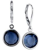 2028 Silver-tone Faceted Blue Crystal Drop Earrings