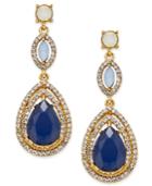 Inc International Concepts Gold-tone Multi-stone Pave Double Drop Earrings, Only At Macy's