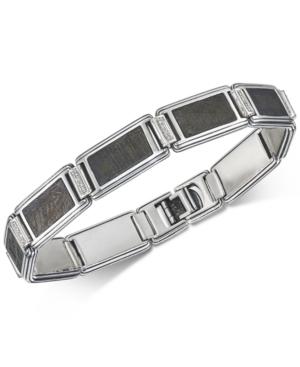 Esquire Men's Jewelry Diamond (1/5 Ct. T.w.) & Meteorite Link Bracelet In Sterling Silver, Created For Macy's