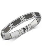 Esquire Men's Jewelry Diamond (1/5 Ct. T.w.) & Meteorite Link Bracelet In Sterling Silver, Created For Macy's