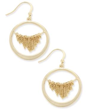 Inc International Concepts Gold-tone Center Fringe Hoop Earrings, Only At Macy's