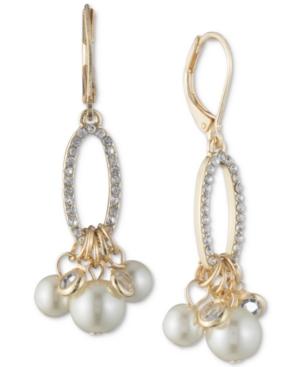 Anne Klein Gold-tone Imitation Pearl & Pave Shaky Drop Earrings