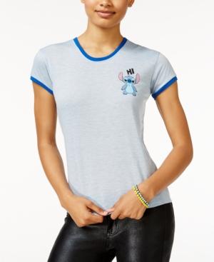 Mighty Fine Juniors' Disney Stitch Graphic Ringer T-shirt