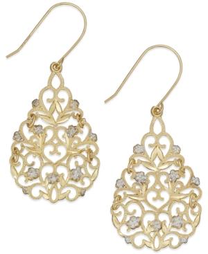 Filigree Flower Drop Earrings In 10k Gold And Sterling Silver