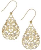 Filigree Flower Drop Earrings In 10k Gold And Sterling Silver