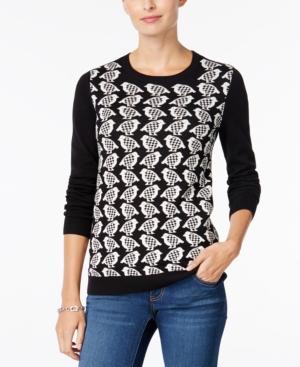 Charter Club Bird-print Sweater, Only At Macy's