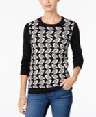 Charter Club Bird-print Sweater, Only At Macy's