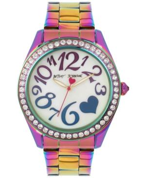 Betsey Johnson Women's Rainbow Oil Slick Stainless Steel Bracelet Watch 44mm Bj00624-01