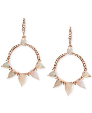 Opal (2 Ct. T.w.) & Diamond (1/4 Ct. T.w.) Circle Drop Earrings In 14k Rose Gold