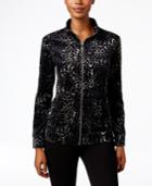 Karen Scott Petite Printed Mock-neck Jacket, Only At Macy's