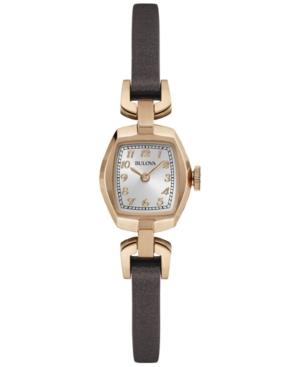 Bulova Women's Dark Brown Leather Strap Watch 18mm 97l154