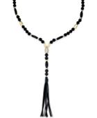 Inc International Concepts Gold-tone Beaded Faux Leather Tassel Lariat Necklace, Only At Macy's