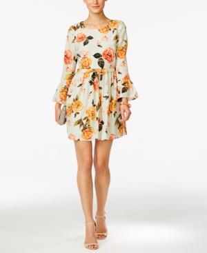 Cece By Cynthia Steffe Floral-print Bell-sleeve Dress